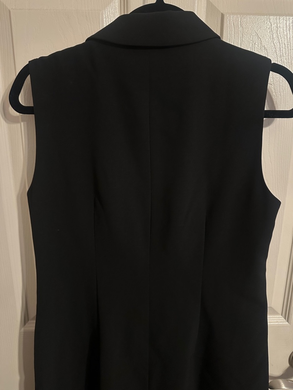 White House Black Market Button Front Sleeveless Tuxedo Dress, Black, Sz 10 - Picture 7 of 12